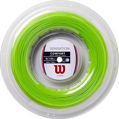 Wilson Sensation, WR830180116 Bobina di Corda per Racchette da Tennis, Calibro 16 (1.30 mm), Verde Neon