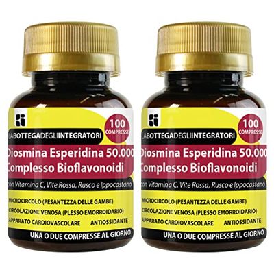 Diosmina Esperidina Complesso Bioflavonoidi 200 Compresse con Vitamina C, Vite Opc, Rusco, Ippocastano | Senza Glutine e Lattosio | Integratore per la Circolazione Gambe Emorroidi Microcircolo