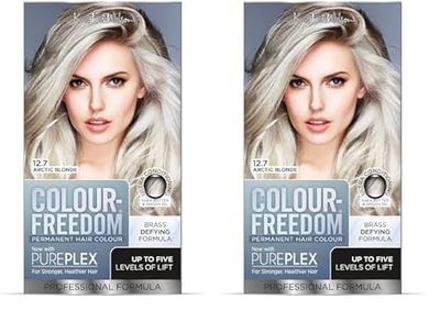 Colour Freedom 12.7 Arctic Blonde Permanent Hair Colour. Ammonia-Free, Brass-Defying Formula with PurePlex to Protect and Restore. Up to 5 levels of lift. By Knight & Wilson (Pack of 2)
