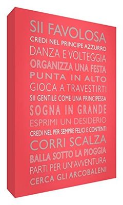 Feel Good Art GIRLSRULES2436-22IT Reglas de Una Niña - Cuadro sobre Lienzo de Pared en Moderno Estilo tipográfico, Coral, 91 x 60 x 4 cm