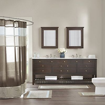Madison Park Amherst Bathroom Rugs Room Décor 100% Cotton Tufted Ultra Soft Non-Slip, Absorbent Quick Dry Bathtub Mats, 24x60, Brown/Blue