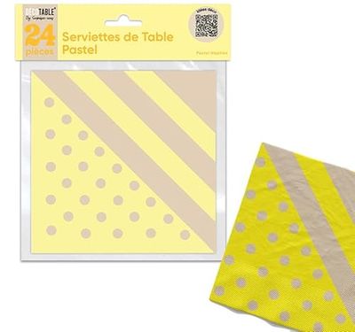 SERVIETTES DE TABLE PASTEL X 24 JAUNE