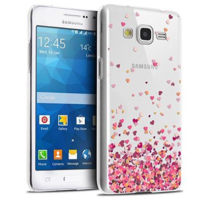 Caseink - Fodral för Samsung Galaxy Grand Prime [Crystal HD Collection Sweetie Design Heart Flakes - Styv - Ultratunn - Tryckt i Frankrike]