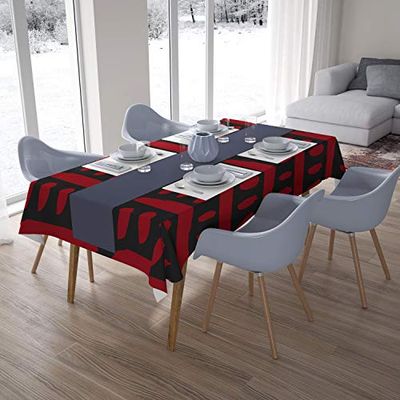 Bonamaison Kitchen Decoration, Tablecloth, Red Black, 140 x 200 Cm - Designed and Manufactured in Turkey