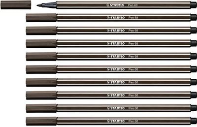 Marcador premium STABILO Pen 68, caixa com 10 unidades de cor ocre
