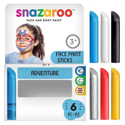 Snazaroo 1172021 Make-uppotloden in een set Avonturen- 6 gezichts- en lichaamskleuren