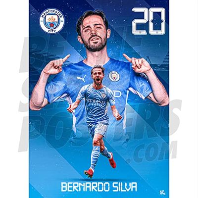 Be The Star Posters Man City FC Silva Action 21/22 Poster A3 - Officially Licensed Product, Blue, 16.5 x 11.7 inches