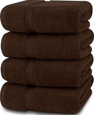 Utopia Towels – badhandduksset, mörkbrun – premium 600 GSM 100% ringspunnen bomull – snabbtorkande, mycket absorberande, mjuka handdukar, perfekt för daglig användning (4-pack)