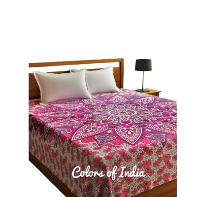 Pink Bedsheet, Double bedsheets, Bedding set queen, Bedding Double, Boho bedthrow, With 2 white pillow covers, FREE SHIPPING