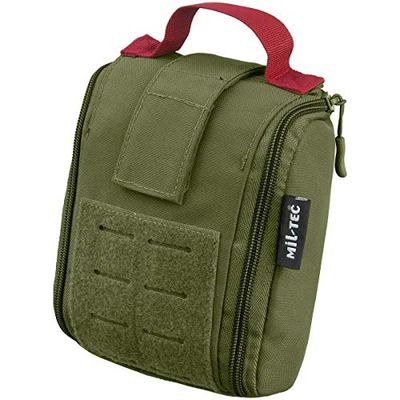 Mil-Tec Pack de Premiers Secours Unisexe Adulte 25 pièces, Olive, Taille Unique, Vert Olive, 16 x 7 x 21,5 cm, Moderne