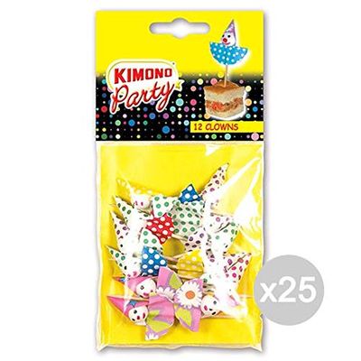 Kimono Set 25 12 Stuzzicadenti Party Clowns Accessorio per La Cucina E La Tavola, Multicolore, Unica