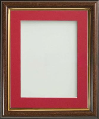 Frame Company Eldridge Mahogany Photo Frame with Red Mount, 10x8 for 6x4 inch, fitted with perspex