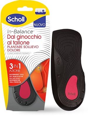 Scholl In-Balance Pain Relief Insoles - Everyday from Knee to Heel, Size L (42.5-45), For all types of shoes