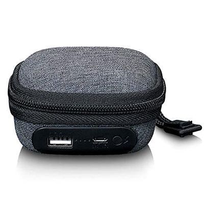 Lenco PBC-10 - Hoofdtelefoonetui met geïntegreerde powerbank - Hoofdtelefoondraagtas - 1000mAh powerbank - met micro-USB-kabel - USB- aan- en uitgang - grijs