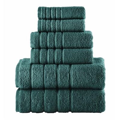 Elegant Comfort 4 linjer viskos rand 6-delat premium handduksset – 100% turkisk bomull högabsorberande lyxiga badrumshanddukar – inkluderar 2 tvättlappar, 2 handdukar och 2 badhanddukar set,