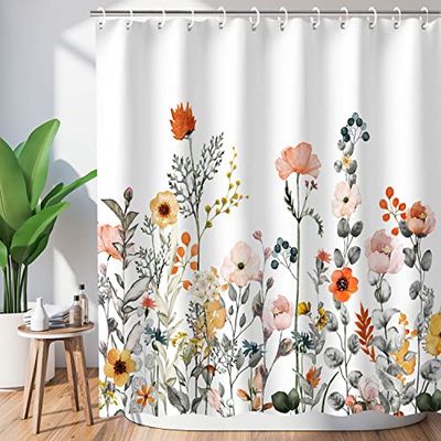 LIVILAN Cortinas de Ducha Florales para baño, Tela Bonita, Flores Silvestres, Cortina de Ducha con 12 Ganchos, Decorativa, Lavable a máquina, 72 Pulgadas de Ancho x 72 Pulgadas de Alto