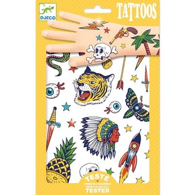 Djeco- Tatuajes Bang, Color azul, pequeño (DJ09577A) , color/modelo surtido
