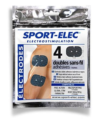 Sport-Elec 4 stycken elektroder DOUBLES rundad för enheter svart/blå fr: Vuxen (storlek tillverkare: en storlek)