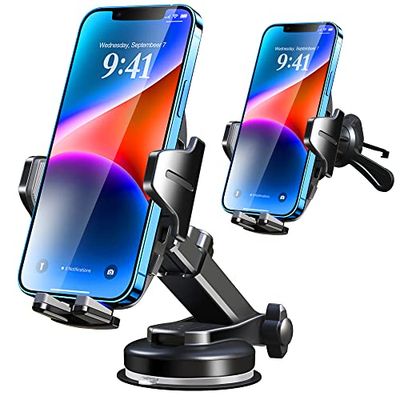 Jonsdany Soporte Móvil Coche, 3 en 1 soporte universal para teléfono móvil con montaje en triángulo para ventilación de aire para automóvil, giratorio 360°