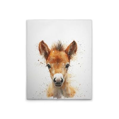 A.S. Création DD133008 Impression sur toile pour chambre d'enfant Motif poulain Blanc/marron 40 x 50 cm