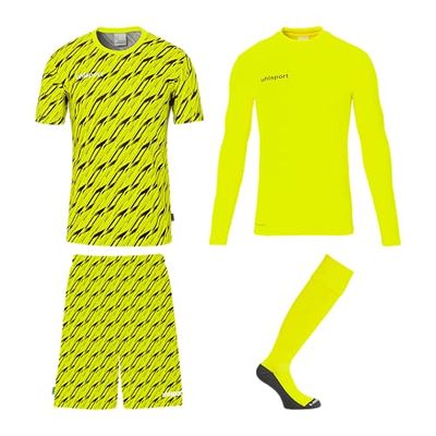 uhlsport Set da Portiere Unisex da Calcio - Set di Maglie Progressive - Set Completo da Portiere Composto da Maglia, Strato di Base, Pantaloni e Calzini - Set di Maglie per Bambini e Adulti
