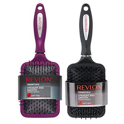 Revlon Lot de brosses à cheveux lisses et douces au toucher - Noir et rouge framboise