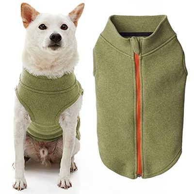 Gooby Hondentrui van microvezel fleece met ritssluiting - groen, X-Large - warme dubbellaagse zachte microfiber fleece instaphondenjas zonder ringriem - winterhondentruien voor kleine honden en