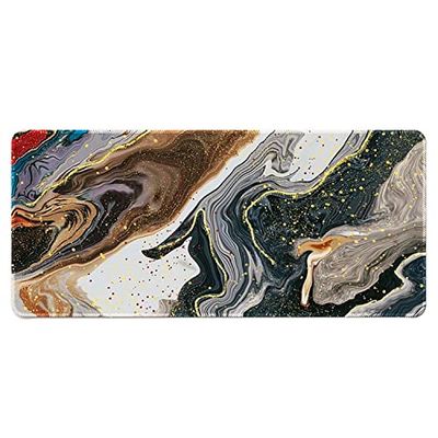 BXGH Tapis de souris à motif marbré 700 x 300 mm - Base en caoutchouc antidérapant - Tapis de souris imperméable pour jeux et bureau à domicile