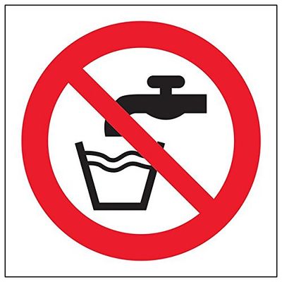 VSafety "Not Drinking Water Logo" skylt, fyrkantig, (paket med 3), 100mm x 100mm, 3