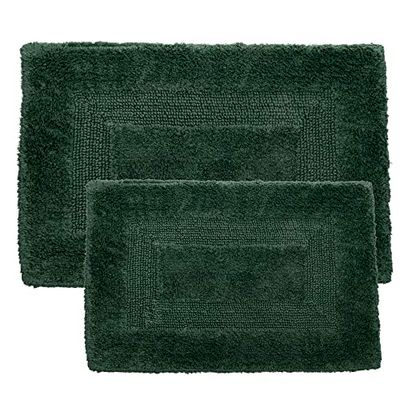 Lavish Home Lot de 2 Tapis de Salle de Bain en Coton lavables en Machine pour Salle de Bain, Cuisine ou buanderie (Vert, 56 x 89 cm, rectangulaire)