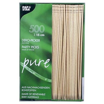 Papstar Espetos de comida com dedos torneados, bambu, castanho, 15 cm