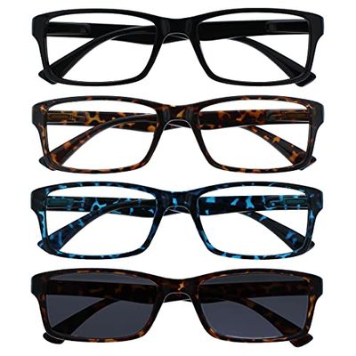 La Compañía Gafas De Lectura Negro Marrón Azul Lectores Con Marrón Lectores De Sol Valor Pack 4 Hombres Mujeres RRRS92-1232 +1,50