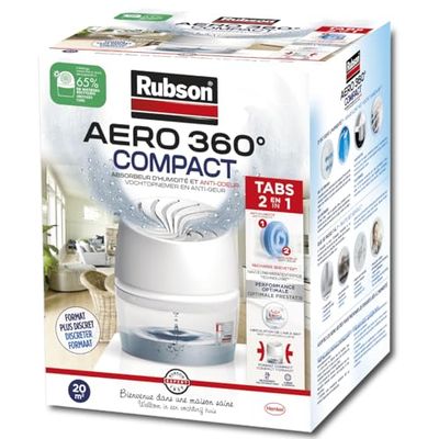 Rubson AERO 360° Absorbeur d'humidite sal de bain (1 appareil 1 recarga de 450 g), desumidificateur anti-odeur, absorção anti-humidite e condensação