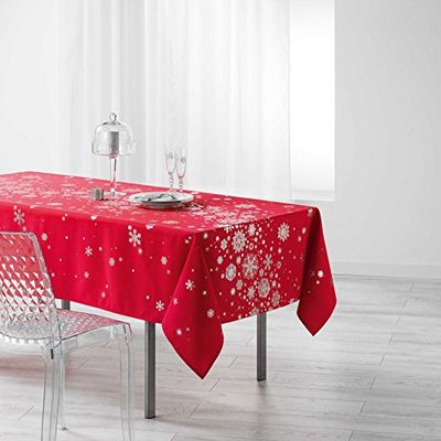 Douceur d'Intérieur Constellation - Toalha de mesa retangular, 150 x 300 cm, vermelho, poliéster estampado metalizado