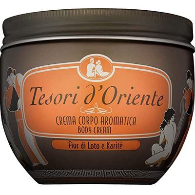 Tesori d'Oriente - Crema Corpo Profumata Fior di Loto con Burro di Karitè, Texture Morbida Nutriente e Idratante per la Pelle, Note Floreali, Azione Antiossidante ed Emolliente, 300ml