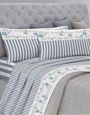 GEMITEX Juego de sábanas de algodón 100% algodón, Transpirable, sin sustancias nocivas, Calidad certificada estándar 100 by Oeko-Tex Fiducia nel Textil, matrimonial, G26/gris, diseñado en Italia