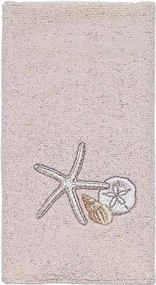 Avanti Linens Seaglass Collection, Embroidered Fingertip Towel, Beige