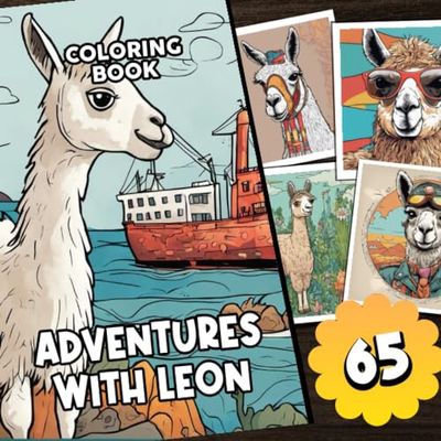 Coloring book: Adventures with Leon: Llama coloring book for llama lovers featuring Leon the llama