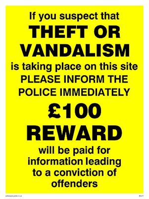 Pack van vijf - Diefstal Vandalisme Inform Politiebord - 150x200mm - A5P