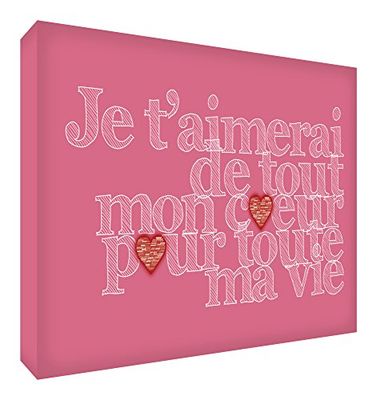 Feel Good Art Je t'aimerai de Tout mon Coeur pour Toute ma Vie Bloc Décoratif en Acrylique Vieux Rose 21 x 14 X 2 cm