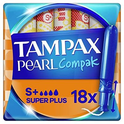 Tampax Compak pérolas tampões com aplicador Super Plus, 18 unidades