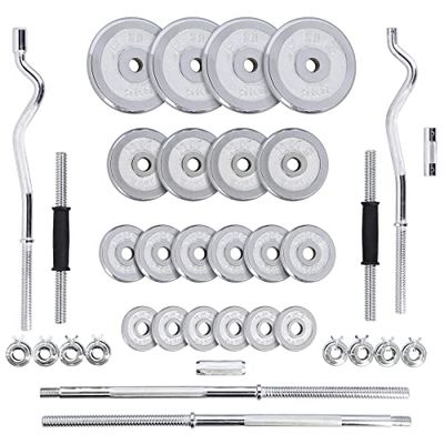 HMS STC55 3-in-1 weight set in case (rak och bruten barbells) 55 kg
