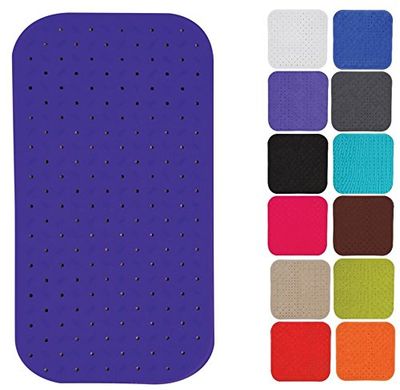 MSV Tappetino Doccia Premium - Antibatterico - Antiscivolo - con Ventose - Blu - Profumo di Rose - ca. 36 x 76 cm - Lavabile a 60°C