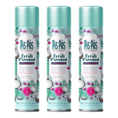 PisPás Pack di Shampoo Secco Coconut – Set da 3 Unità per Capelli Freschi e Voluminosi all’Istantanea, Ideale per un Uso Rapido e Quotidiano.