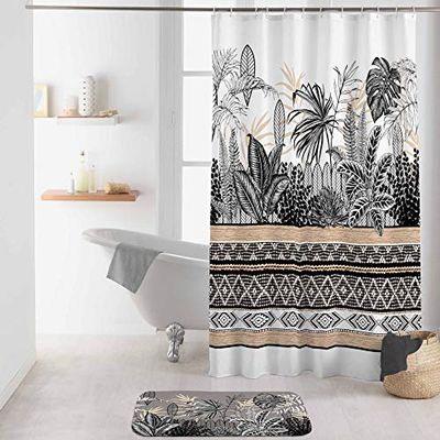 Douceur d'Intérieur Shower Curtain with Hooks Multi-Colour 180 x 200 cm Polyester Printed Tikal des Places