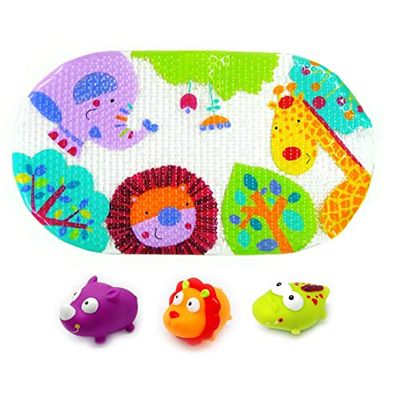 Knorrtoys 37001 - ESCABBO, ensemble comprenant un tapis de bain avec motifs sur le thème de la jungle et des jouets pour le bain