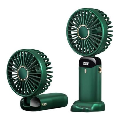 Rawrr Mini ventilatore portatile da 10000 mA. Ventilatore ad angolo regolabile, regolabile a 5 marce, con USB, ricaricabile, adatto per interni ed esterni (verde)