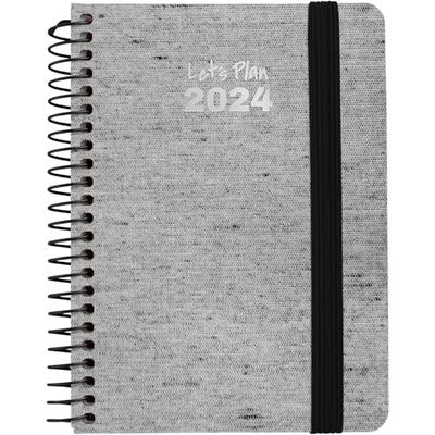 Grafoplás Jaarplanner 2024 A6 | Ecojeans zwart | Spaans | weekoverzicht | 10,5 x 14,9 cm | spiraalbinding | hardcover gevoerd met gerecycled denim | elastische sluiting | perfect voor de planning van