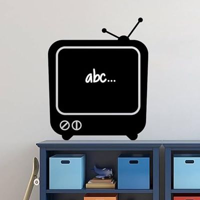 Ambiance Sticker leisteen krijtbord - muurstickers, zelfklevend, afwasbaar, oude tv, H 20 x B 15 cm