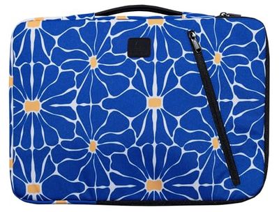 Exacompta - Réf. 17353E - 1 Housse ordinateur compatible avec PC de 15-16 pouces - poignée rétractable - petite poche à l'avant - fermeture zippée sur 2 côtés - en tissu recyclé - Flower